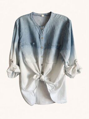 Soft Denim Blue Ombre Button Down Roll Tab Button Down Shirt XL
